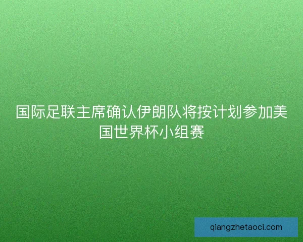 国际足联主席确认伊朗队将按计划参加美国世界杯小组赛